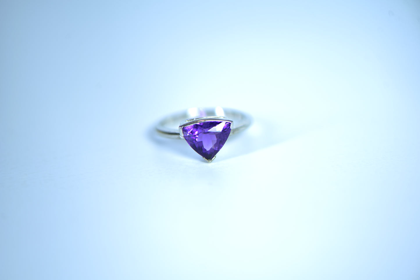 Triangle Amethyst Silver Ring
