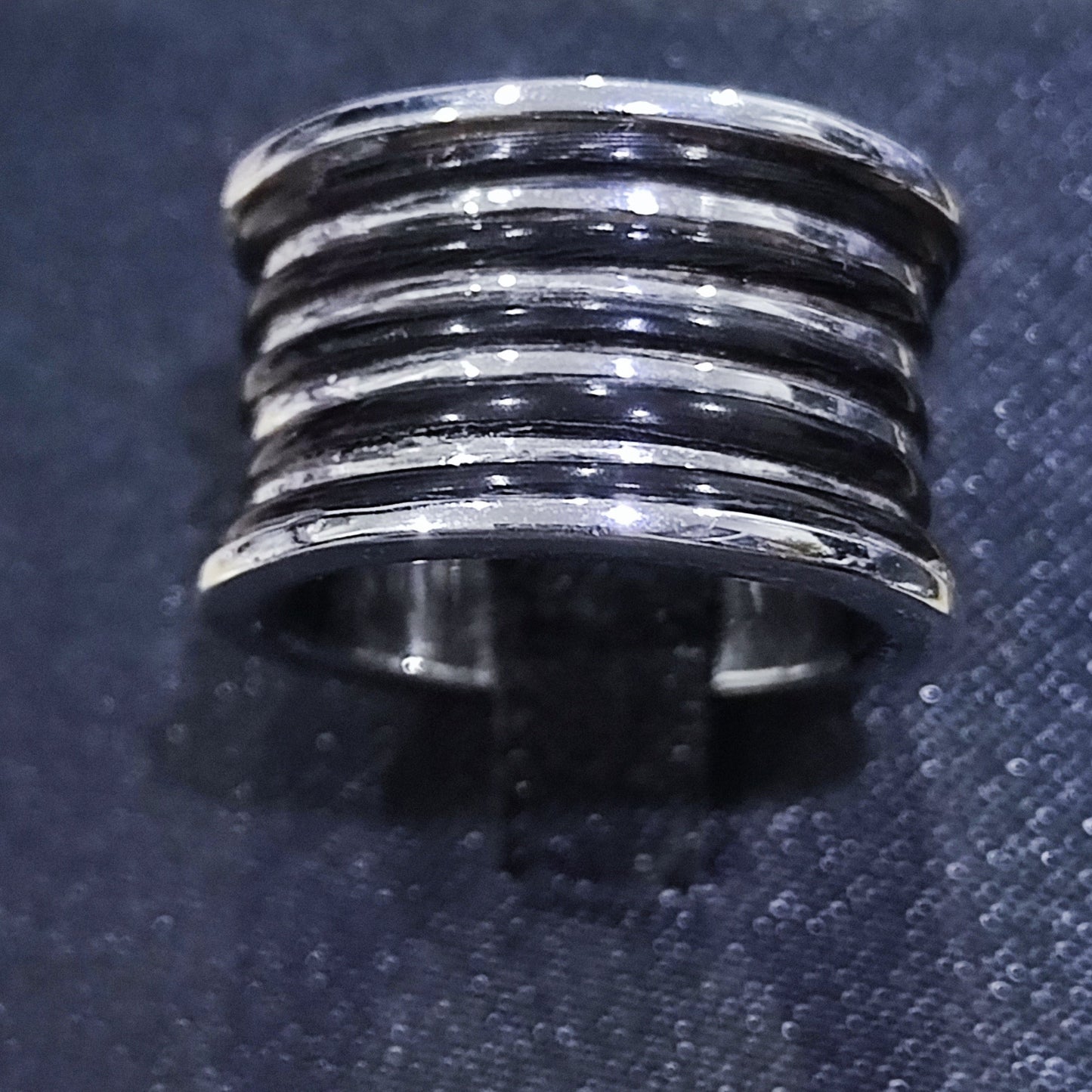 Black Enamel Silver Ring