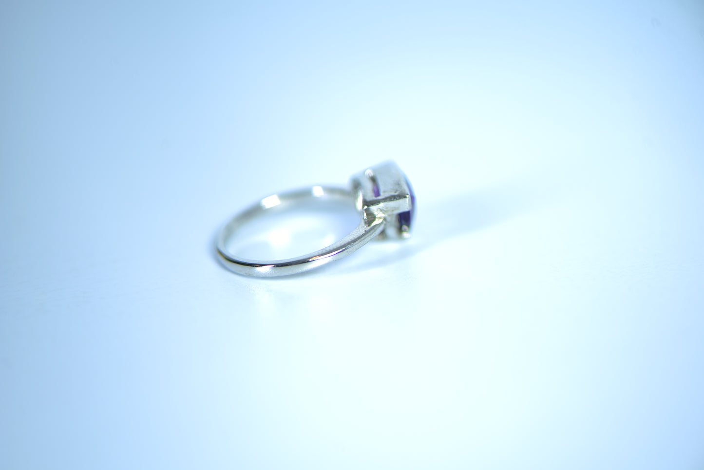 Triangle Amethyst Silver Ring