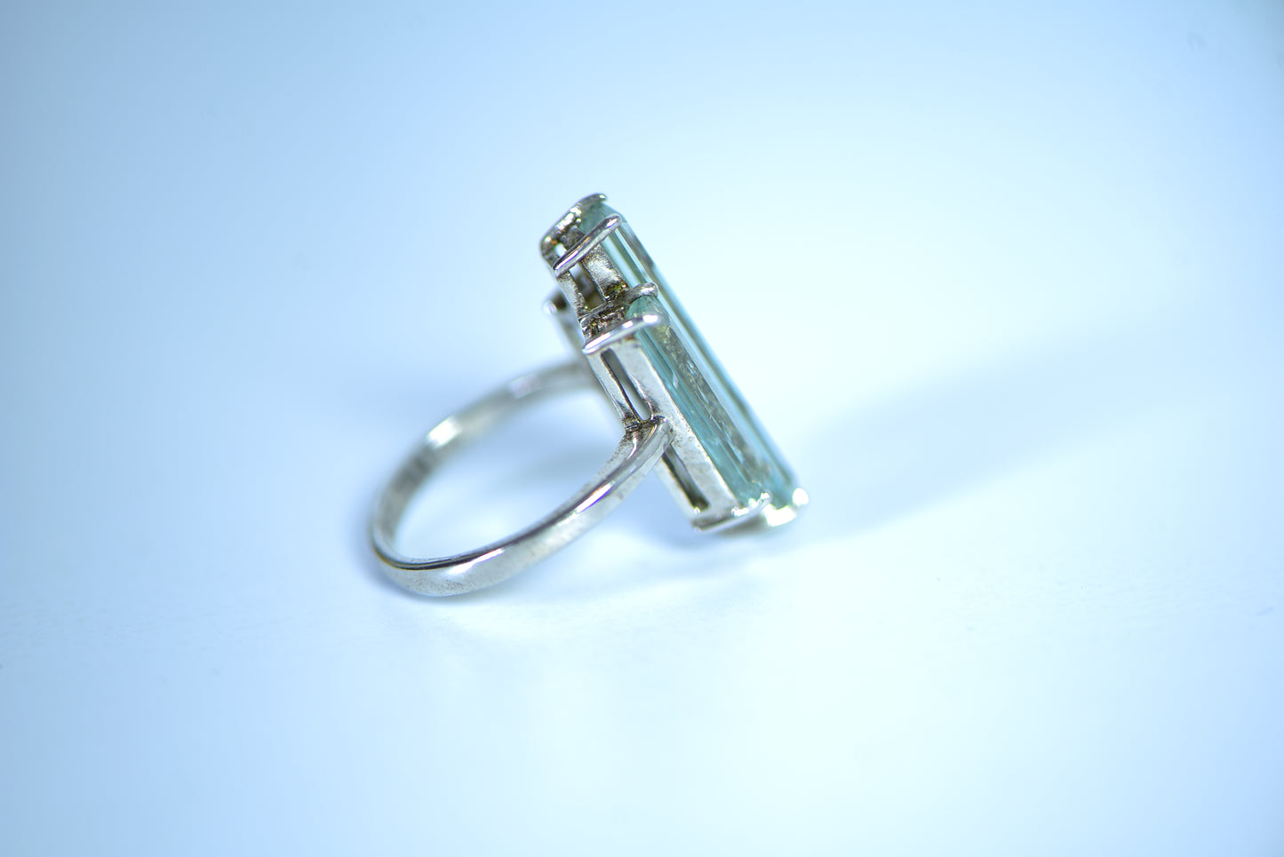 Triple Baguette-shaped Aquamarine Sliver Ring