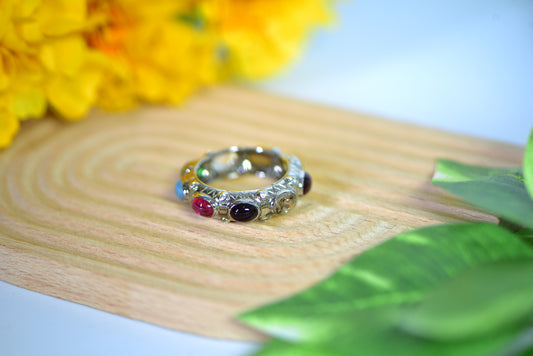 Noppakao Nine Gems Silver Ring