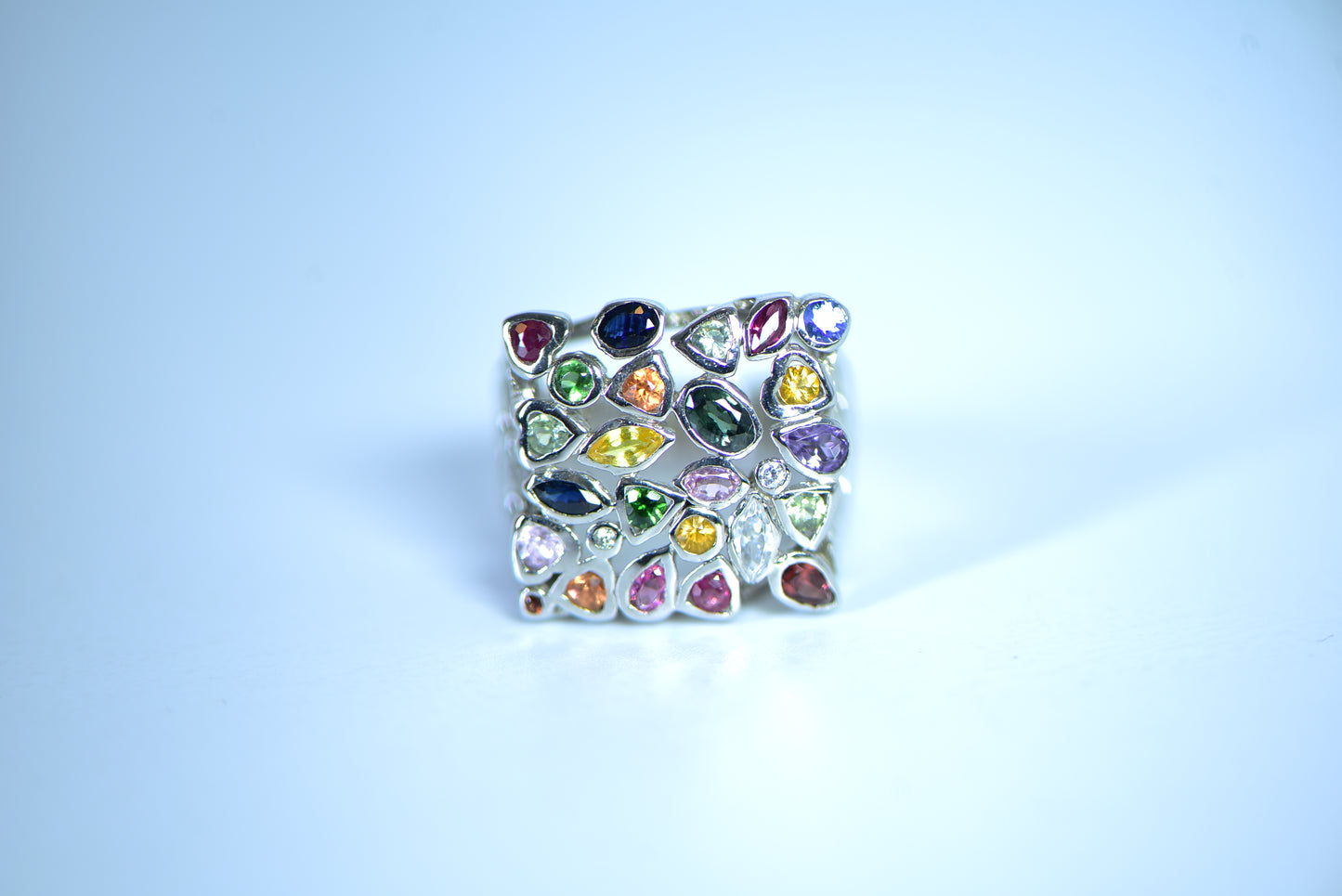 Fancy Sapphire Silver Ring