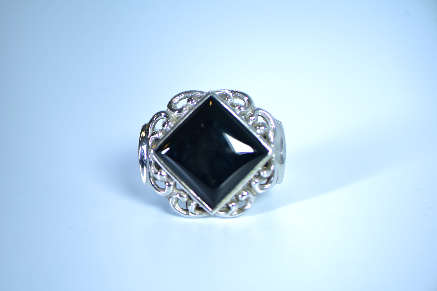 Square Onyx Silver Ring